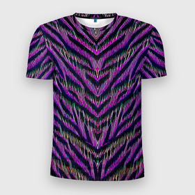 Мужская футболка 3D Slim с принтом Mirror abstraction   neural network в Тюмени, 100% полиэстер с улучшенными характеристиками | приталенный силуэт, круглая горловина, широкие плечи, сужается к линии бедра | 