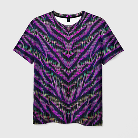 Мужская футболка 3D с принтом Mirror abstraction   neural network в Кировске, 100% полиэфир | прямой крой, круглый вырез горловины, длина до линии бедер | 
