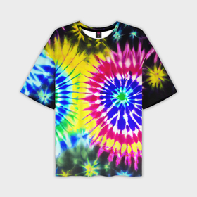 Мужская футболка oversize 3D с принтом Colorful floral composition   tie dye ,  |  | 