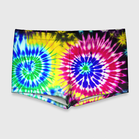 Мужские купальные плавки 3D с принтом Colorful floral composition   tie dye , Полиэстер 85%, Спандекс 15% |  | 