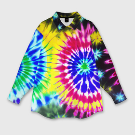 Женская рубашка oversize 3D с принтом Colorful floral composition   tie dye ,  |  | 