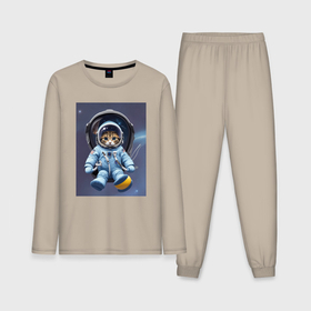 Мужская пижама с лонгсливом хлопок с принтом Котенок отправляется в космос в Белгороде,  |  | 