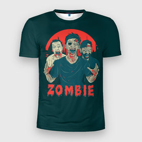 Мужская футболка 3D Slim с принтом Zombie   день мертвеца в Новосибирске, 100% полиэстер с улучшенными характеристиками | приталенный силуэт, круглая горловина, широкие плечи, сужается к линии бедра | 