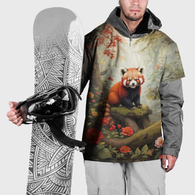 Накидка на куртку 3D с принтом Красная панда в лесу в Белгороде, 100% полиэстер |  | Тематика изображения на принте: 