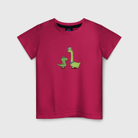 Детская футболка хлопок с принтом Мультяшные динозавры Шерлок и Ватсон в Петрозаводске, 100% хлопок | круглый вырез горловины, полуприлегающий силуэт, длина до линии бедер | 