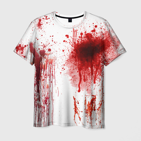 Мужская футболка 3D с принтом Брызги крови в Санкт-Петербурге, 100% полиэфир | прямой крой, круглый вырез горловины, длина до линии бедер | 