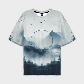 Мужская футболка oversize 3D с принтом Утренние горы ,  |  | Тематика изображения на принте: 