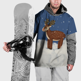 Накидка на куртку 3D с принтом Олень Рудольф снежной ночью в Курске, 100% полиэстер |  | 