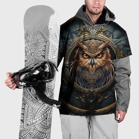Накидка на куртку 3D с принтом Сова в викинг стиле , 100% полиэстер |  | 