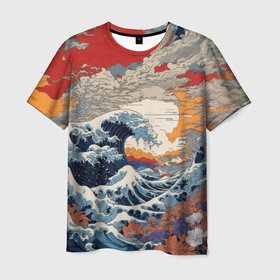 Мужская футболка 3D с принтом Пучина в Японском море , 100% полиэфир | прямой крой, круглый вырез горловины, длина до линии бедер | 