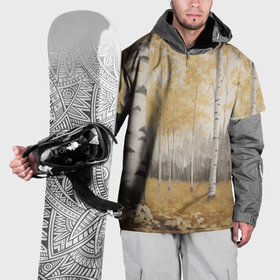 Накидка на куртку 3D с принтом Осеняя березовая роща в Тюмени, 100% полиэстер |  | Тематика изображения на принте: 