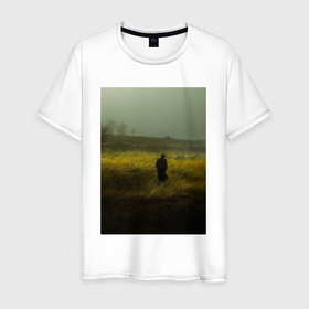 Мужская футболка хлопок с принтом Мужчина в поле , 100% хлопок | прямой крой, круглый вырез горловины, длина до линии бедер, слегка спущенное плечо. | 
