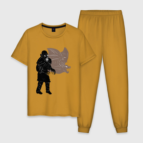 Мужская пижама хлопок с принтом Вампир в Курске, 100% хлопок | брюки и футболка прямого кроя, без карманов, на брюках мягкая резинка на поясе и по низу штанин
 | 