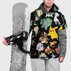 Накидка на куртку 3D с принтом Пикачу и другие покемоны в Кировске, 100% полиэстер |  | Тематика изображения на принте: 