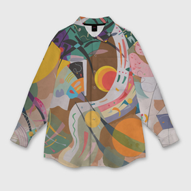 Мужская рубашка oversize 3D с принтом Искусство Кандинского   Доминирующая кривая в Тюмени,  |  | 