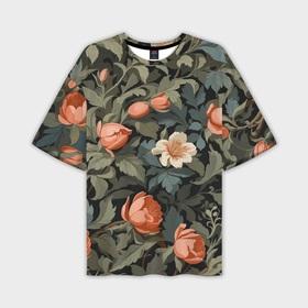 Мужская футболка oversize 3D с принтом Райский сад   бутоны цветов в Екатеринбурге,  |  | 