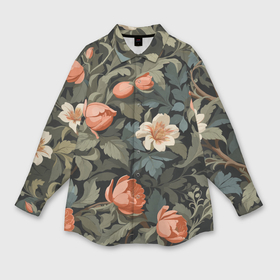 Мужская рубашка oversize 3D с принтом Райский сад   бутоны цветов в Екатеринбурге,  |  | Тематика изображения на принте: 