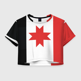 Женская футболка Crop-top 3D с принтом Флаг Удмуртии в Белгороде, 100% полиэстер | круглая горловина, длина футболки до линии талии, рукава с отворотами | 
