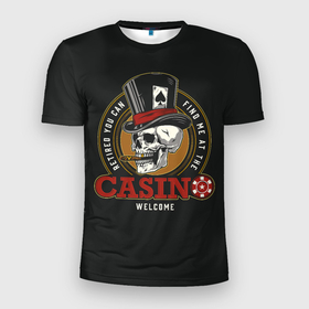 Мужская футболка 3D Slim с принтом Casino в Петрозаводске, 100% полиэстер с улучшенными характеристиками | приталенный силуэт, круглая горловина, широкие плечи, сужается к линии бедра | Тематика изображения на принте: 