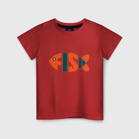 Детская футболка хлопок с принтом Большая рыба в Екатеринбурге, 100% хлопок | круглый вырез горловины, полуприлегающий силуэт, длина до линии бедер | 