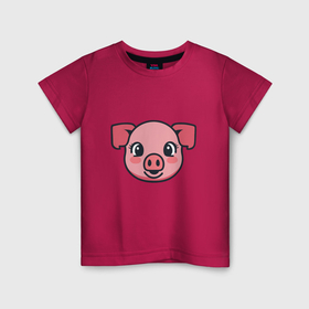 Детская футболка хлопок с принтом Свинья в Екатеринбурге, 100% хлопок | круглый вырез горловины, полуприлегающий силуэт, длина до линии бедер | 