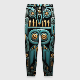 Мужские брюки 3D с принтом Рисунок в египетском стиле в Санкт-Петербурге, 100% полиэстер | манжеты по низу, эластичный пояс регулируется шнурком, по бокам два кармана без застежек, внутренняя часть кармана из мелкой сетки | 