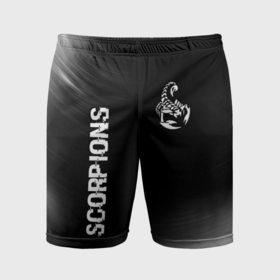 Мужские шорты спортивные с принтом Scorpions glitch на темном фоне вертикально в Екатеринбурге,  |  | 