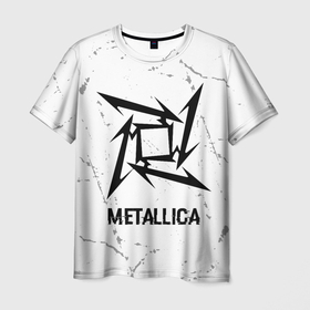 Мужская футболка 3D с принтом Metallica glitch на светлом фоне в Курске, 100% полиэфир | прямой крой, круглый вырез горловины, длина до линии бедер | 