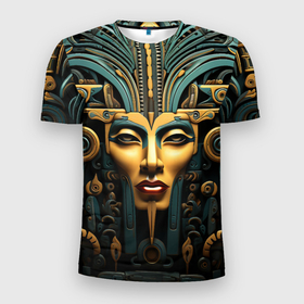 Мужская футболка 3D Slim с принтом Египетские фараоны в Курске, 100% полиэстер с улучшенными характеристиками | приталенный силуэт, круглая горловина, широкие плечи, сужается к линии бедра | Тематика изображения на принте: 