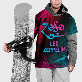 Накидка на куртку 3D с принтом Led Zeppelin   neon gradient в Белгороде, 100% полиэстер |  | 