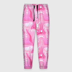 Мужские брюки 3D с принтом Розовые разводы краски в Тюмени, 100% полиэстер | манжеты по низу, эластичный пояс регулируется шнурком, по бокам два кармана без застежек, внутренняя часть кармана из мелкой сетки | 