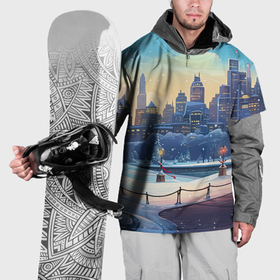 Накидка на куртку 3D с принтом Зимний большой город в Кировске, 100% полиэстер |  | Тематика изображения на принте: 