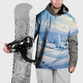 Накидка на куртку 3D с принтом Зимнее предновогоднее  настроение , 100% полиэстер |  | Тематика изображения на принте: 