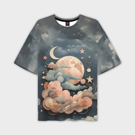 Мужская футболка oversize 3D с принтом Волшебное ночное небо в Новосибирске,  |  | 