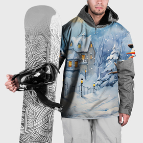 Накидка на куртку 3D с принтом Новогодний  снеговик с шарфом в Тюмени, 100% полиэстер |  | 
