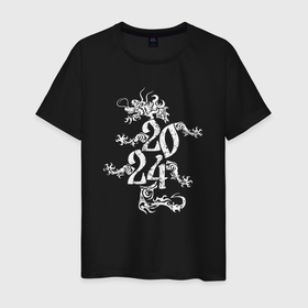 Мужская футболка хлопок с принтом Китайский змей 2024 в Белгороде, 100% хлопок | прямой крой, круглый вырез горловины, длина до линии бедер, слегка спущенное плечо. | 