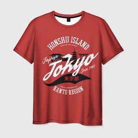Мужская футболка 3D с принтом Токио   Япония в Петрозаводске, 100% полиэфир | прямой крой, круглый вырез горловины, длина до линии бедер | 