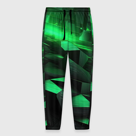 Мужские брюки 3D с принтом Зеленые квадратные плиты в Екатеринбурге, 100% полиэстер | манжеты по низу, эластичный пояс регулируется шнурком, по бокам два кармана без застежек, внутренняя часть кармана из мелкой сетки | 