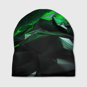 Шапка 3D с принтом Green abstract  geometry в Екатеринбурге, 100% полиэстер | универсальный размер, печать по всей поверхности изделия | Тематика изображения на принте: 