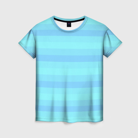 Женская футболка 3D с принтом Ровные полосы небесный в Курске, 100% полиэфир ( синтетическое хлопкоподобное полотно) | прямой крой, круглый вырез горловины, длина до линии бедер | 