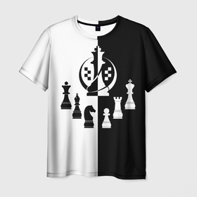 Мужская футболка 3D с принтом Шахматист гроссмейстер в Белгороде, 100% полиэфир | прямой крой, круглый вырез горловины, длина до линии бедер | 