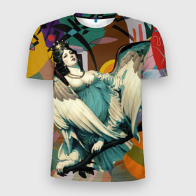 Мужская футболка 3D Slim с принтом Мифическая райская птица   печали и радости в Екатеринбурге, 100% полиэстер с улучшенными характеристиками | приталенный силуэт, круглая горловина, широкие плечи, сужается к линии бедра | Тематика изображения на принте: 