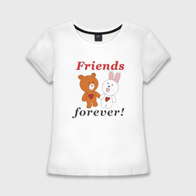 Женская футболка хлопок Slim с принтом Friends forever в Белгороде,  |  | 