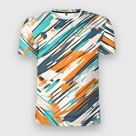 Мужская футболка 3D Slim с принтом Абстракция разноцветная , 100% полиэстер с улучшенными характеристиками | приталенный силуэт, круглая горловина, широкие плечи, сужается к линии бедра | 