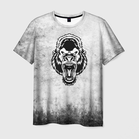 Мужская футболка 3D с принтом Texture   злая горилла в Петрозаводске, 100% полиэфир | прямой крой, круглый вырез горловины, длина до линии бедер | 