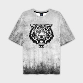 Мужская футболка oversize 3D с принтом Texture   тигр в ярости в Тюмени,  |  | 