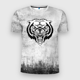 Мужская футболка 3D Slim с принтом Texture   разозленный медведь в Белгороде, 100% полиэстер с улучшенными характеристиками | приталенный силуэт, круглая горловина, широкие плечи, сужается к линии бедра | 