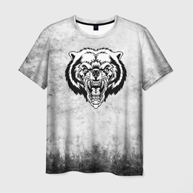 Мужская футболка 3D с принтом Texture   разозленный медведь в Петрозаводске, 100% полиэфир | прямой крой, круглый вырез горловины, длина до линии бедер | 