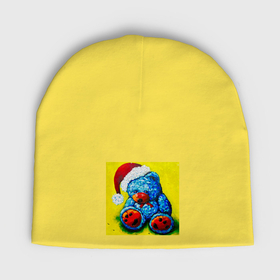 Мужская шапка демисезонная с принтом Плюшевый мишка Санта Клаус в Екатеринбурге,  |  | Тематика изображения на принте: 