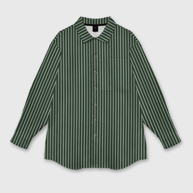 Мужская рубашка oversize 3D с принтом Тёмно зелёный тонкие полосы в Курске,  |  | 